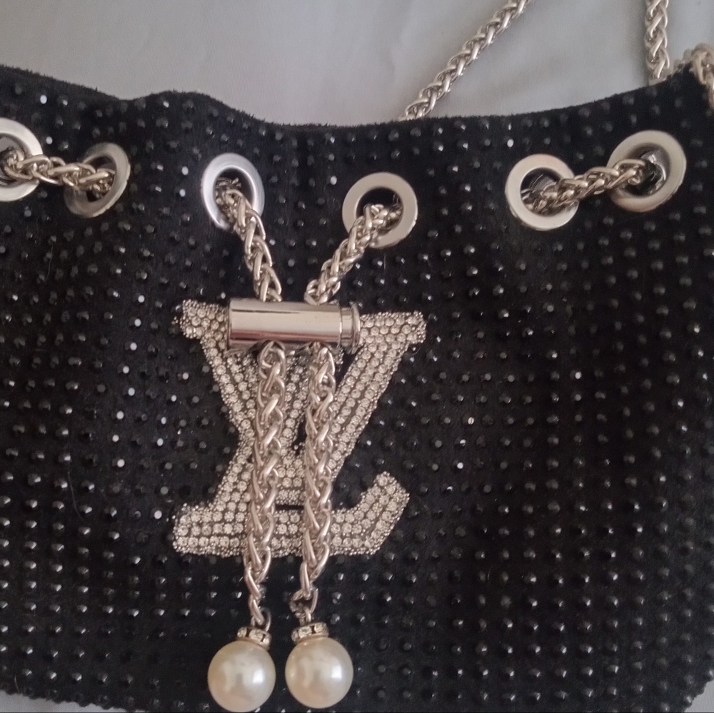Lv sequined bag 9 " length at top